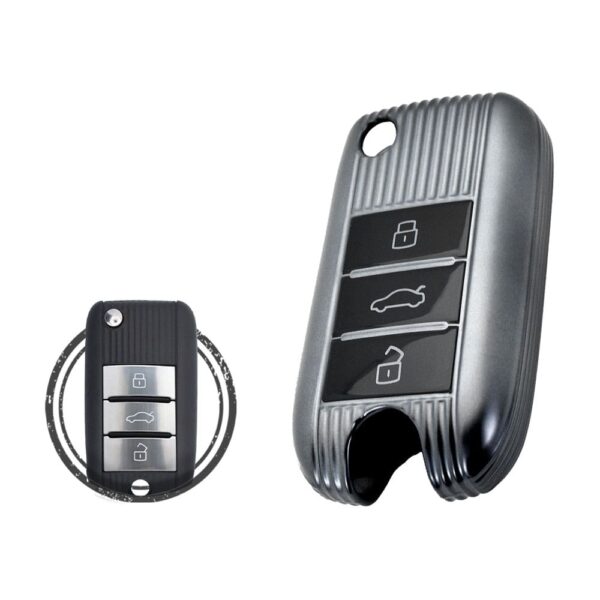 TPU Key Fob Cover Case For MG ZS MG5 Smart Flip Key Remote 3 Button BLACK Metal Color