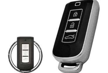 Coque en TPU pour clé intelligente Mitsubishi Lancer à 3 boutons Couleur Chrome Noir
