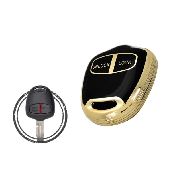 TPU Key Cover Case Protector For Mitsubishi Lancer Pajero L200 Remote Head Key 2 Button BLACK GOLD Color