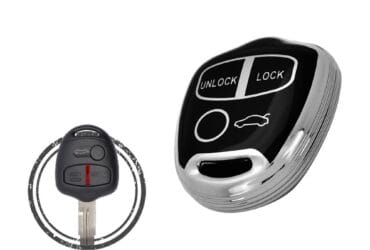Coque en TPU pour clé à tête télécommande Mitsubishi Lancer Pajero 3 boutons couleur noir chromé