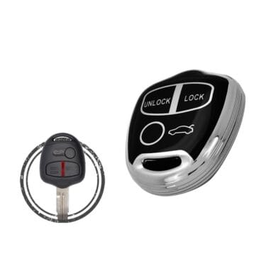 TPU Key Cover Case For Mitsubishi Lancer Pajero Remote Head Key 3 Button Black Chrome Color
