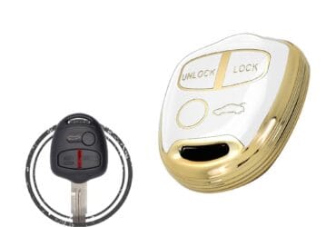 Coque en TPU pour clé à tête télécommande Mitsubishi Lancer Pajero 3 boutons couleur blanc or