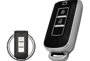 Coque en TPU pour clé intelligente Mitsubishi Xpander Eclipse L200 2 boutons Couleur Chrome Noir
