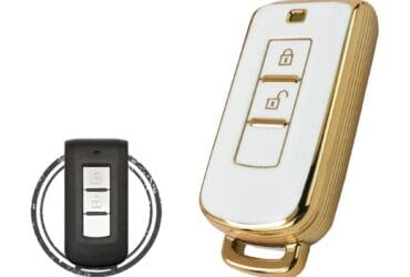 TPU Key Cover Case For Mitsubishi Xpander Eclipse L200 Montero Outlander Smart Key Remote 2 Button WHITE GOLD Color