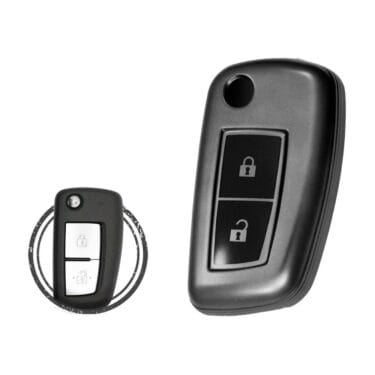 TPU Key Fob Cover Case For Nissan Juke Rogue Qashqai Flip Key Remote 2 Button BLACK Metal Color