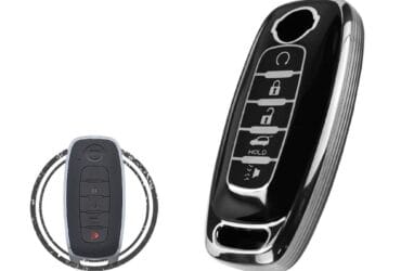 TPU Key Cover Case For 2023 Nissan Pathfinder Smart Key Remote 5 Button Black Chrome Color