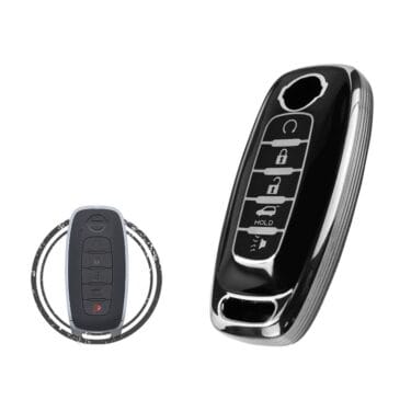 TPU Key Cover Case For 2023 Nissan Pathfinder Smart Key Remote 5 Button Black Chrome Color