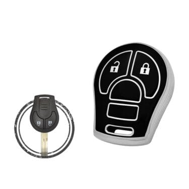 TPU Key Cover Case For Nissan Note Micra Remote Head Key 2 Button Black Chrome Color