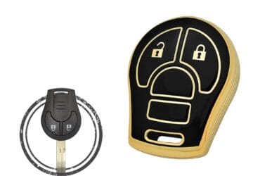 TPU Key Cover Case Protector For Nissan Note Micra Remote Head Key 2 Button BLACK GOLD Color