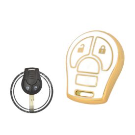 TPU Key Cover Case For Nissan Note Micra Remote Head Key 2 Button WHITE GOLD Color