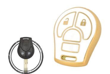 TPU Key Cover Case For Nissan Note Micra Remote Head Key 2 Button WHITE GOLD Color