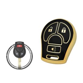 TPU Key Cover Case Protector For Nissan Micra X-Trail Rogue Versa Remote Head Key 3 Button BLACK GOLD Color