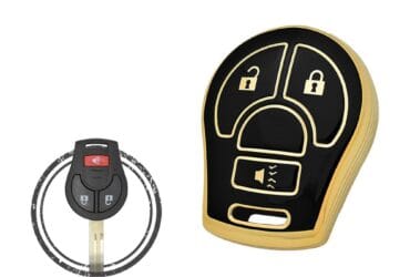 TPU Key Cover Case Protector For Nissan Micra X-Trail Rogue Versa Remote Head Key 3 Button BLACK GOLD Color