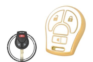 TPU Key Cover Case For Nissan Micra X-Trail Rogue Versa Remote Head Key 3 Button WHITE GOLD Color