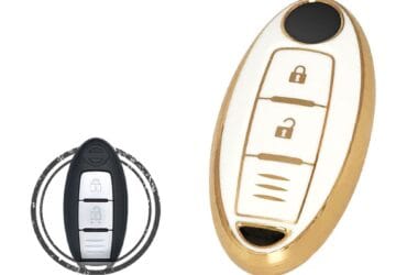 Coque en TPU pour clé intelligente Nissan Note Micra X-Trail Qashqai Murano 2 boutons BLANC OR