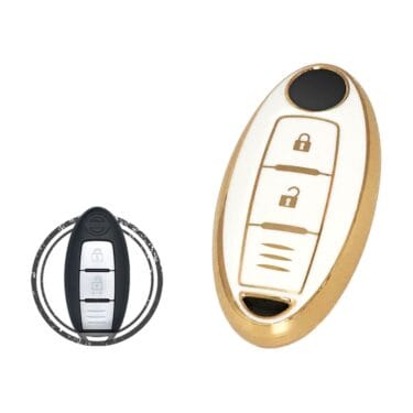 TPU Key Cover Case For Nissan Note Micra X-Trail Qashqai Murano Pathfinder Smart Key Remote 2 Button WHITE GOLD Color