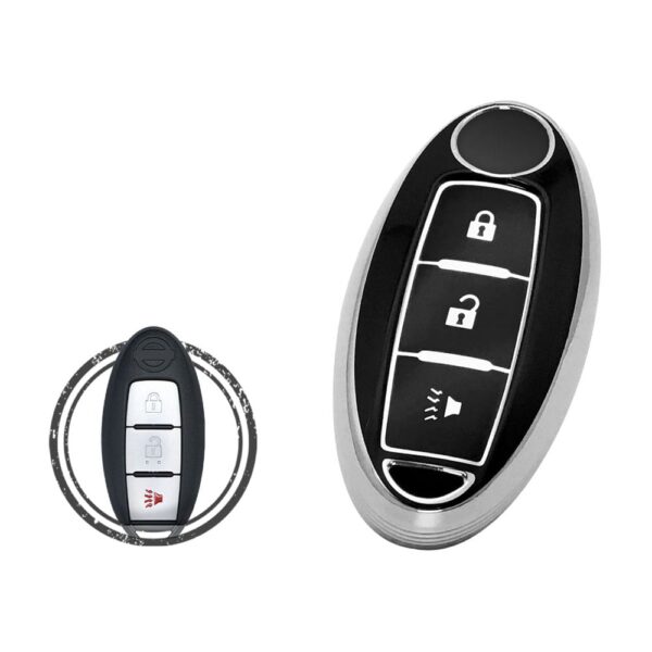 TPU Key Cover Case For Nissan Murano Pathfinder Rouge Armada Patrol Smart Key Remote 3 Button Black Chrome Color