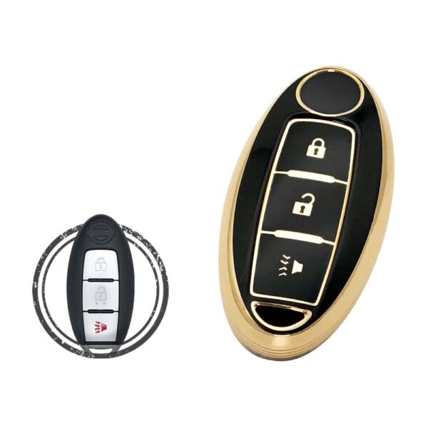 TPU Key Cover Case Protector For Nissan Murano Pathfinder Rouge Armada Patrol Smart Key Remote 3 Button BLACK GOLD Color