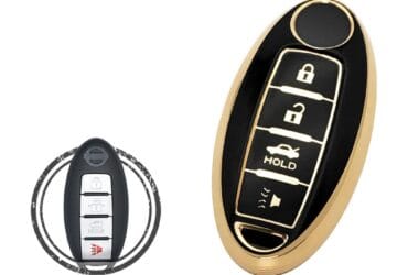 TPU Key Cover Case Protector For Nissan Maxima Altima Sentra Smart Key Remote 4 Button BLACK GOLD Color