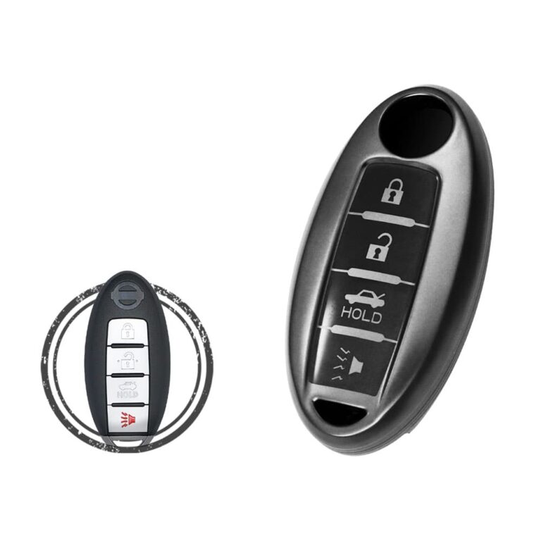 TPU Key Fob Cover Case For Nissan Maxima Altima Sentra Smart Key Remote 4 Button BLACK Metal Color