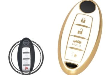 TPU Key Cover Case For Maxima Altima Sentra Smart Key Remote 4 Button WHITE GOLD Color