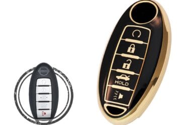 TPU Key Cover Case Protector For Nissan Maxima Altima Murano Pathfinder Smart Key Remote 5 Button BLACK GOLD Color