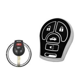 TPU Key Cover Case For Nissan Sentra Sunny Remote Head Key 4 Button Black Chrome Color