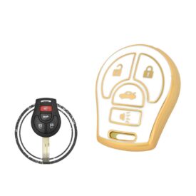 TPU Key Cover Case For Nissan Sentra Sunny Remote Head Key 4 Button WHITE GOLD Color