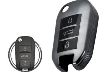 Coque en TPU pour clé pliante Peugeot 301 / 508 et Citroën C-Elysée 3 boutons Couleur Noir Métal