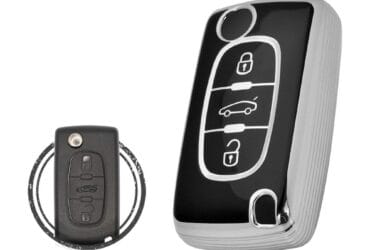 TPU Key Cover Case For Peugeot 307 308 Flip Key Remote 3 Button Black Chrome Color