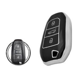 TPU Key Cover Case For Peugeot 3008 5008 Citroen C3 C4 Cactus Smart Key Remote 3 Button Black Chrome Color