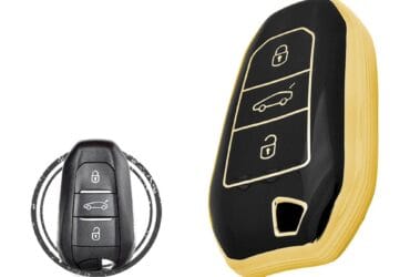 TPU Key Cover Case For Peugeot 3008 5008 Citroen C3 C4 Cactus Smart Key Remote 3 Button BLACK GOLD Color