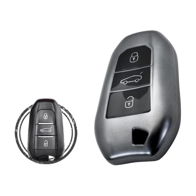 TPU Key Cover Case For Peugeot 3008 5008 Citroen C3 C4 Cactus Smart Key Remote 3 Button BLACK Metal Color