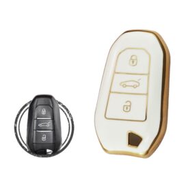 TPU Key Cover Case For Peugeot 3008 5008 Citroen C3 C4 Cactus Smart Key Remote 3 Button WHITE GOLD Color
