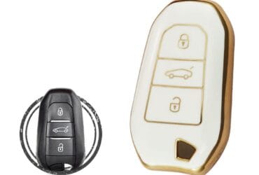 TPU Key Cover Case For Peugeot 3008 5008 Citroen C3 C4 Cactus Smart Key Remote 3 Button WHITE GOLD Color