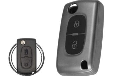 TPU Key Cover Case For Peugeot Flip Key Remote 2 Button BLACK Metal Color