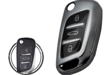 TPU Key Cover Case For Peugeot Flip Key Remote 3 Button BLACK Metal Color