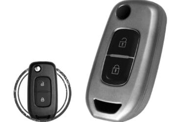 TPU Key Fob Cover Case For Renault Dacia Logan 2 Flip Key Remote 2 Button BLACK Metal Color