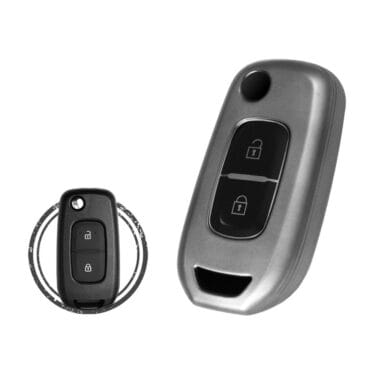 TPU Key Fob Cover Case For Renault Dacia Logan 2 Flip Key Remote 2 Button BLACK Metal Color