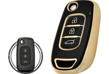 TPU Key Cover Case Protector For Renault Dacia Flip Key Remote 3 Button BLACK GOLD Color