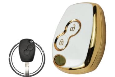 Coque en TPU pour clé principale à distance Renault Dacia 2 boutons Couleur BLANC OR