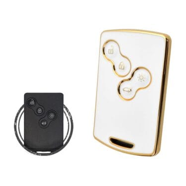TPU Key Cover Case For Renault Megane 3 Laguna 3 Scenic 3 Fluence Koleos Smart Card Key 4 Button WHITE GOLD Color
