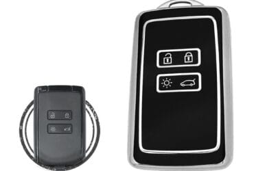 TPU Key Cover Case For Renault Megane 4 Espace 5 Clio 5 Talisman Smart Key Card 4 Button Black Chrome Color