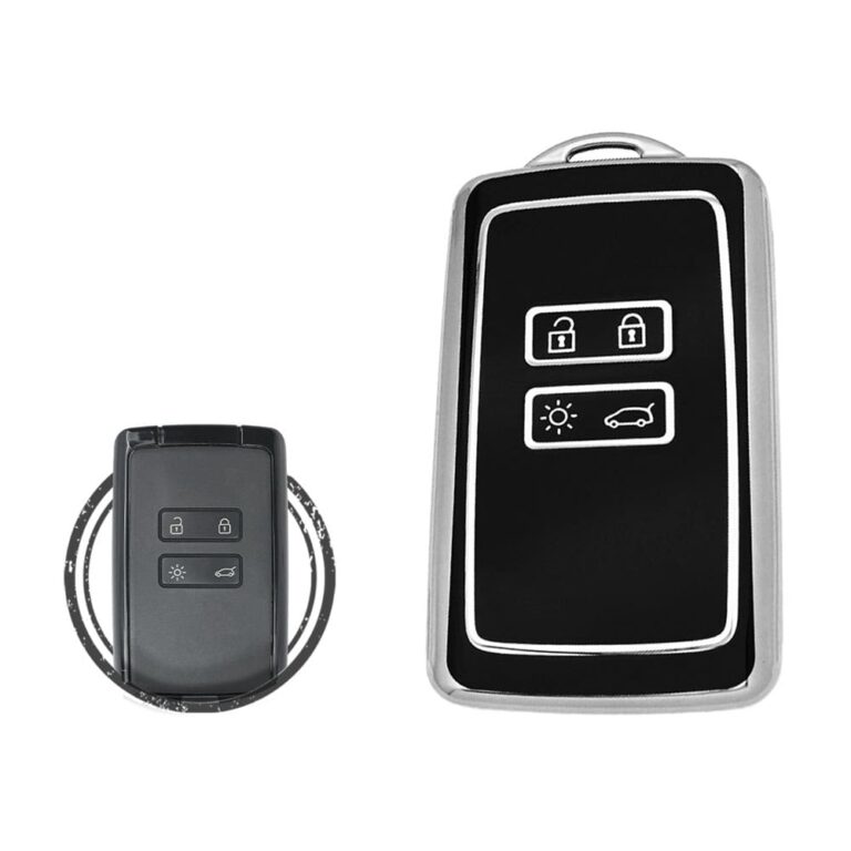 TPU Key Cover Case For Renault Megane 4 Espace 5 Clio 5 Talisman Smart Key Card 4 Button Black Chrome Color
