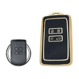 TPU Key Cover Case Protector For Renault Megane 4 Espace 5 Clio 5 Talisman Smart Key Card 4 Button BLACK GOLD Color