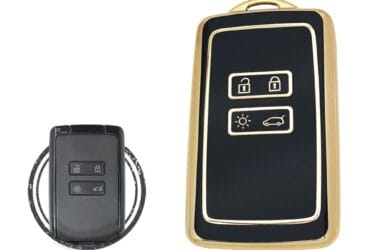 TPU Key Cover Case Protector For Renault Megane 4 Espace 5 Clio 5 Talisman Smart Key Card 4 Button BLACK GOLD Color