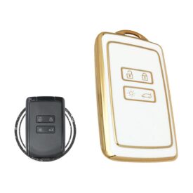 TPU Key Cover Case For Renault Megane 4 Espace 5 Clio 5 Talisman Smart Key Card 4 Button WHITE GOLD Color