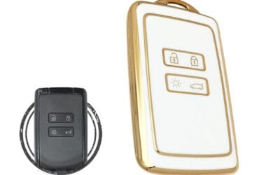 TPU Key Cover Case For Renault Megane 4 Espace 5 Clio 5 Talisman Smart Key Card 4 Button WHITE GOLD Color