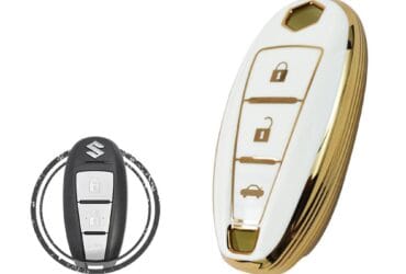 TPU Key Cover Case For Suzuki Ciaz Smart Key Remote 3 Button WHITE GOLD Color