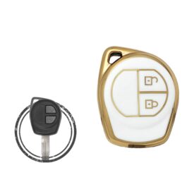 TPU Key Cover Case For Suzuki Swift Ignis Ciaz Jimny Remote Head Key 2 Button WHITE GOLD Color